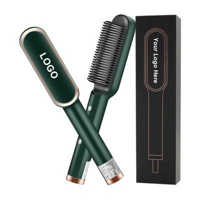 China Multifunctional Ceramic Ionic Straight Comb Brush Hot Sale Beard Styler Electric Hair Straightener Brush for sale