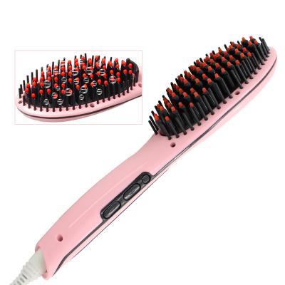 China Car SPOHUI NEW Electric 2 in 1 Mini Portable Negative Ionic Hair Straightener Massage Scalp Brush Pink for sale