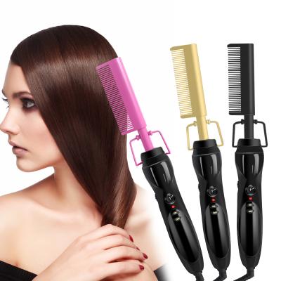 China Hotel High Heat Safety Comb Private Label Electric Hair Straightener Pressing Hot Comb for sale