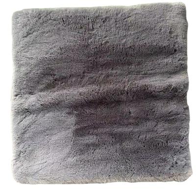 China Solid Dark Gray Anthracite Faux Rabbit Fur Bath Foot Mat Anti Slip Bath Rug Durable Absorbent Room Mat for sale