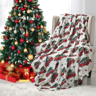 China Christmas Anti-Static Blankets, Snowman-Printed Lightweight Flannel Blankets for Sofa Beds, Super Soft Cozy Warm Blankets for sale