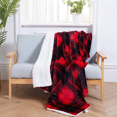 China Anti-static printed flannel with lamb blanket, bed cover, comfortable and soft for all seasons for sale