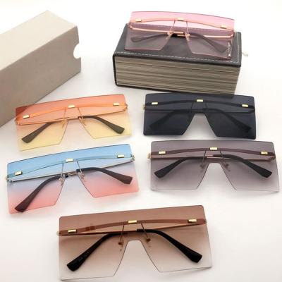 China Custom Luxury Women's Clear Rimless Square Frame Sunglasses 5257 Fashion Big Shading Sun Glasses 2022 Sun Glasses for sale