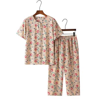 China Women's Summer Spring Sleepwear Casual Loose Pajama Sets Fashion Breathable Floral Short Long Sleeve Nightgowns Pajama Sets for sale