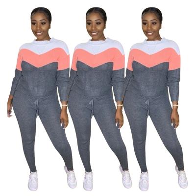 China Pit Striped Cloth Casual Pants Multicolor Splicing Suit Leisure QUICK DRY Two Piece Sweatshirt Zipper Two Piece Set for sale