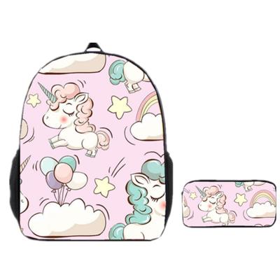 China Small Nylon Horse With Horn Girl School Backpack Set Cartoon Bag For Cute Kids for sale