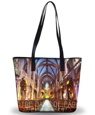 China Notre Dame de Paris Custom Fashion Leather Bag Women Waterproof Tote Bag for sale