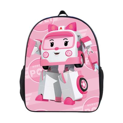 China Lovely Cartoon Pictures Of Robocar Poli Waterproof Backpack Bag for sale