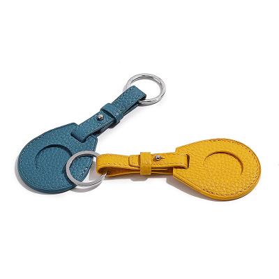 China Lightweight Portable Protective Leather Pebble Case Key Chain For Apple Air Tag for sale