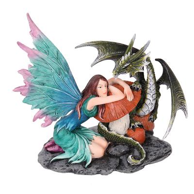 China China Manufacturer Hot Selling Resin Fairy Mate Supply Resin Artificial Fairy Figurine Items With Dragon Collectible Statue for sale