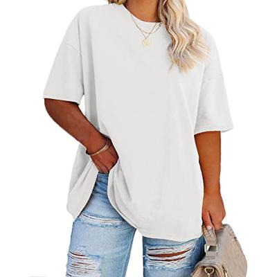 China High Quality Anti-Wrinkle Logo Custom Cotton Short Sleeve T-shirt Heavy White Oversized Women's T-Shirts 100% Plain T-shirts for sale