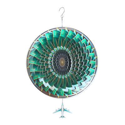 China Garden Decoration Gift 3D Wind Spinners Color Garden Wind Rotating Aircraft Stainless Steel Rotating Wind Chime Hanging Ornaments for sale