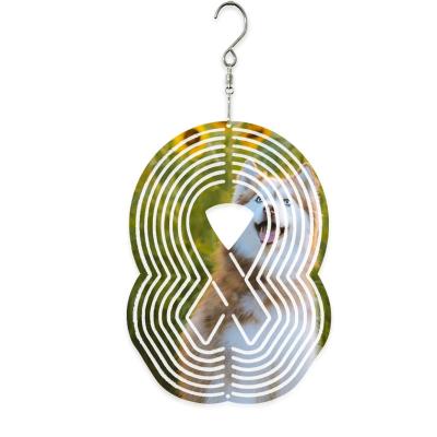 China 3D Aluminum Foil Rotary Wind Rings Diy Printed Double Sided Heat Sublimation White Ribbon Shape Garden Hanging Ornaments for sale