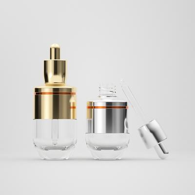 China Multifunctional Essential Oil 30ml 50ml Clear Clear Glass Dropper Bottle With Aluminum Lid for sale