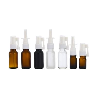 China Multifunctional 5ml 10ml 15ml 20ml 30ml 50ml 60ml 100ml Frosted Nasal Spray Clear Amber Glass Bottle With Nasal Spray Cap for sale