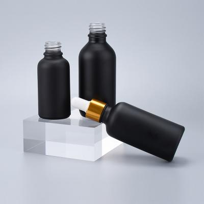 China Matte Black 5ml 10ml 15ml 20ml 30ml 50ml 100ml Multifunctional Essential Oil Serum Dropper Glass Bottle With Aluminum Lid for sale