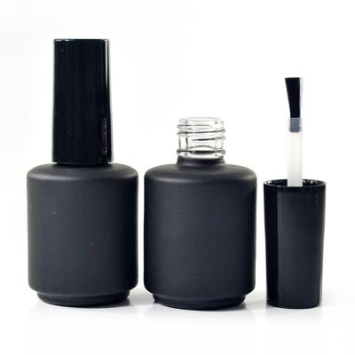 China Multifunctional Free Sample 10ml 15ml 17ml Frosted Black Empty Glass UV Gel Nail Polish Bottle With Brush for sale