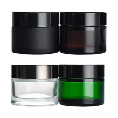 China Multifunctional in Stock Empty Small Round Container 5ml 10ml 15ml 20ml 30ml 50ml Clear Glass Lip Balm Skin Care Jar with White Black Lid for sale