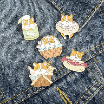 China Cute Europe Cartoon Animals Dog Metal Soft Pins Lapel Badge for sale