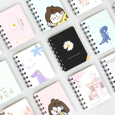 China Office Cartoon Pattern Blank Page Interior Students Carry A7 Notebook Mini Rollover Coil Notebook for sale