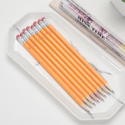 China Customized Eco-Friendly Logo 18.8cm Wooden Material HB Yellow Standard Pencil With Eraser For Office And School for sale