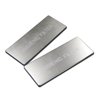 China Custom Europe Logo Stainless Steel Nameplate Laser Engraved Metal Nameplate For Your Brand for sale