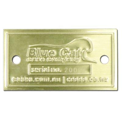 China Europe Custom Holes Mounting 3D Brass Metal Plate Logo Nameplate Branded Name Punch for sale