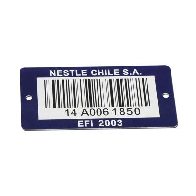 China Custom Products Barcode Serial Number Aluminum Code Label Items Tracking Metal Barcode Tags for sale