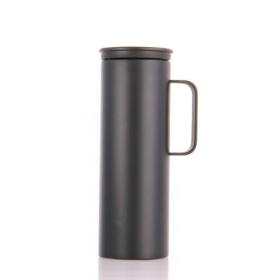 China Double wall vacuum insulated 18/8 SS thermal coffee cups with handle 16oz for sale