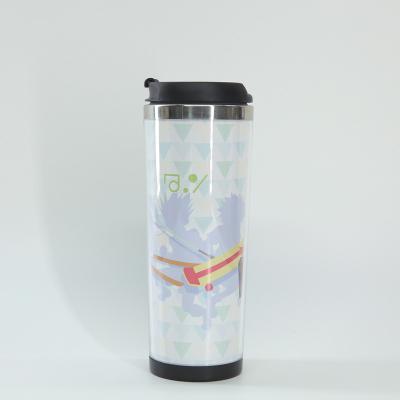 China Custom 420ml Plastic Coffee Insulated Mug with Paper Insert for sale