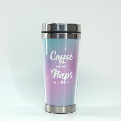 China Custom double wall plastic ice coffee cup plastic with lid and paper insert for sale