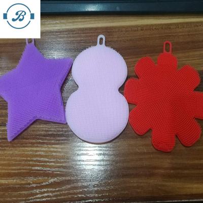 China Sustainable Viable Colorful Tableware Silicone Sponge Kitchen Utensils Scrubber for sale