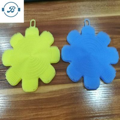 China Hot Selling High Quality Sustainable Kitchen Dish Food Grade Silicone Washing Sponge Scrubber for sale