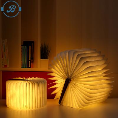 China New Folding USB Folding LED Book Cover Book Lamp Light Wood Reading Light USB Led Book for sale