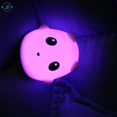 China 3D 7 Colors Flashing 2020 Hot Products New Children's Night Light Cute 3D 7 Colors Colorful Flashing Lamp 7, Rechargeable Silicone Panda Night Light For Baby Nursery for sale