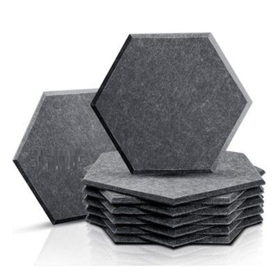 China Highly Efficient Sound Absorption Pet Felt Sound Absorbing Panel Hexagon Black Polyester Acoustic Panel Acoustic Panel for sale