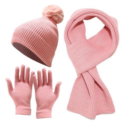 China Winter long knitted hat scarf and outer three-piece thickened warm wool hat of gloves for sale