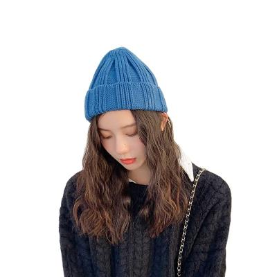 China European and American Style 2022 Winter Beain Hat Knitted Hats Autumn Skullies Beanie Hat Women's Warm 2019 Ladies Solid Black Female Outdoor Hats for sale