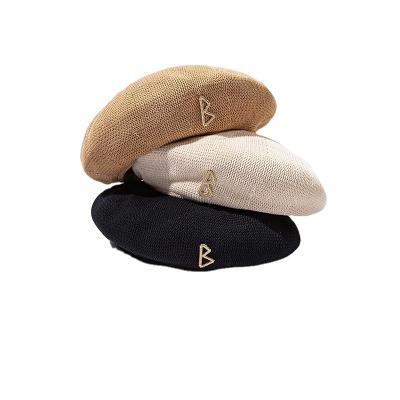 China European and American Beret Hat Retro Style B Letter Female Spring and Summer Fashion Breathable Painter Hat Street Shooting for sale