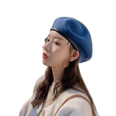 China Japan and British painter wild Japanese red net female Hat winter Korean version autumn and winter retro wool Korean beret edge leather style for sale