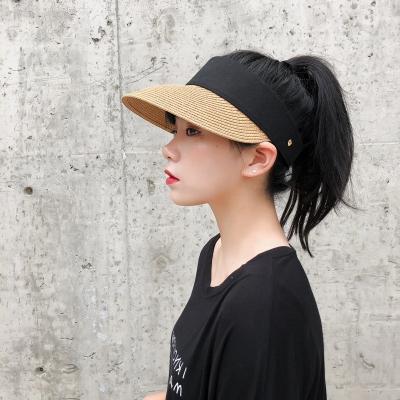 China Shade And Brim Straw HatFemale Spring Sun Hat Empty Ceiling European And American Windshield Large And Outdoor Summer Vacation Sun Hat for sale