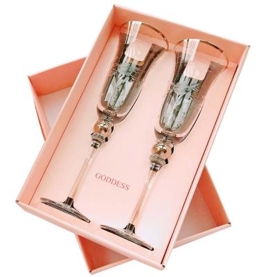 China Pantone Ivory Board Wine Glasses Gift Box Packaging With PP Rope Handle for sale