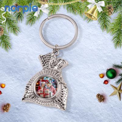 China Handsome New Year Metal Key Chain Sublimation Christmas Gifts Blank Metal Sublimation Key Holder Key Chain Blessing Bag for sale