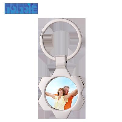 China DIY Photo Key Chain Key Holder Promotional Gift Box Package Zinc Alloy Key Chain Sublimation Keychains for sale