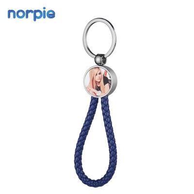 China Popular Blank Metal Leather DIY Sublimation Key Chain Rope Double Sided Braided Leather Sublimation for sale