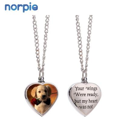 China Memorial Ashes Keepsake Necklace Sublimation Metal Cremation Urn Necklace For Pet Ashes for sale