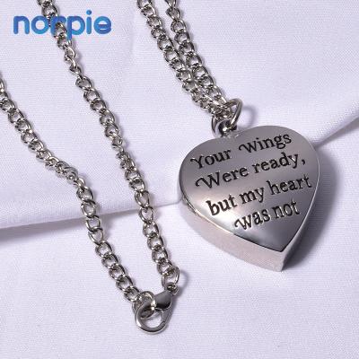 China Memorial Ashes Keepsake Necklace Heart Shape Ashes Keepsake With Kit Cremation Urn Necklace Filling Pendant Sublimation for sale