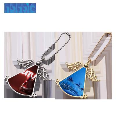 China Zinc Alloy DIY Car Pendant Hanger Masks Angel Wings Jewelry Travel Sublimation Christmas Car Pendant Ornaments for sale