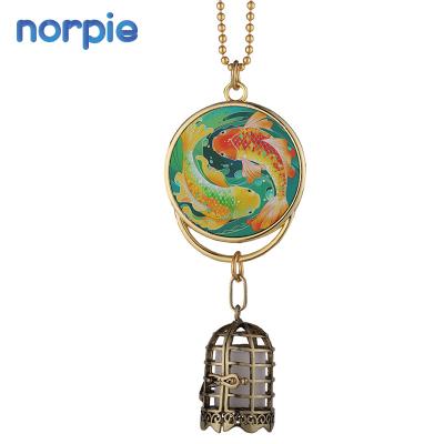 China Zinc alloy + pearl chain double-sided printing birdcage can put perfume car hanger ornament sublimation pendant blanks for sale