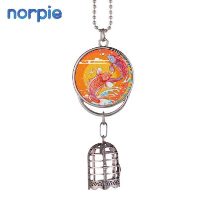 China Zinc alloy + pearl chain sublimation masks double-sided printing birdcage can put perfume car hanger pendant ornament for sale